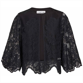 Haute L'Amitié Curvey Lace Hem Bolero, Sort